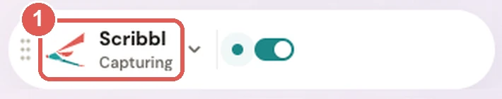 Scribbl Desktop recording indicator showing Capturing during a Microsoft Teams meeting