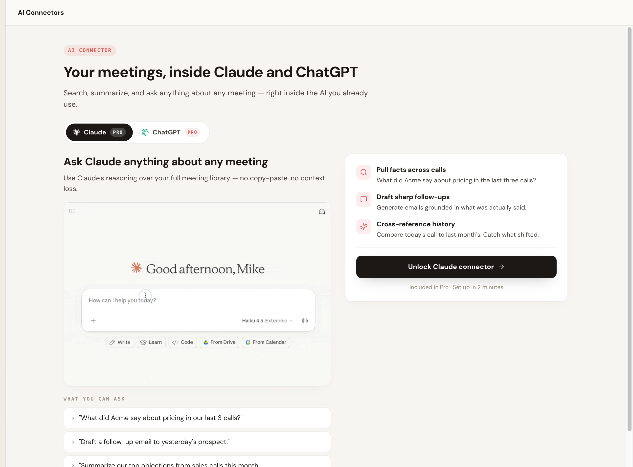 Scribbl AI Connector that lets you search, summarize, and ask anything about your meetings directly inside Claude and ChatGPT